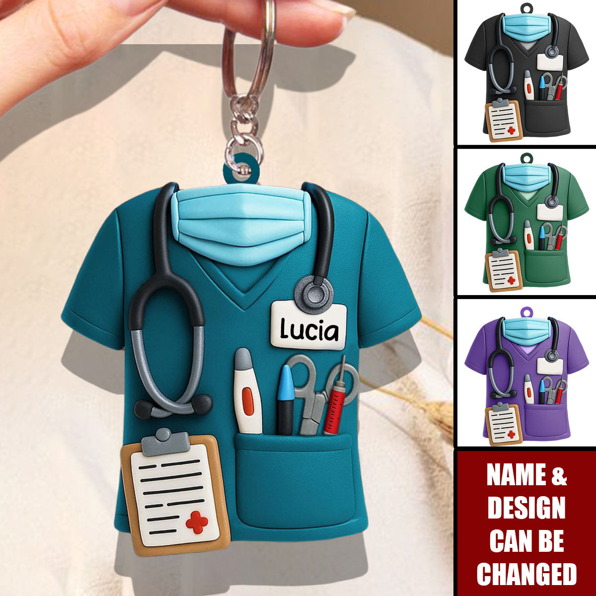 Personalized Nurse Keychain With Name Tag,Special Gift For Nurses Medical Students,Healthcare Workers