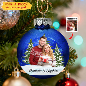 Personalized Family Photo Christmas Together Ball Ornament With Name Christmas Gift For Family & Pet Lovers