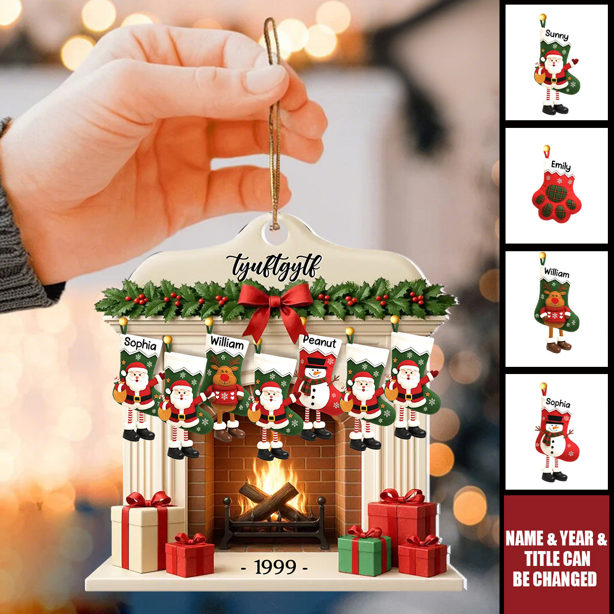 Personalized Fireplace Stockings Family Ornament With 2-10 Names | Lock Family Warmth Into Christmas Memories