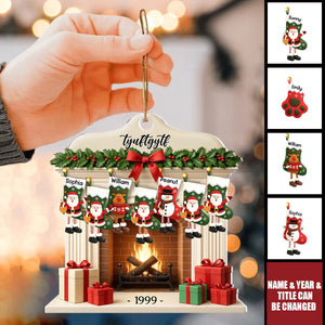 Personalized Fireplace Stockings Family Ornament With 2-10 Names | Lock Family Warmth Into Christmas Memories