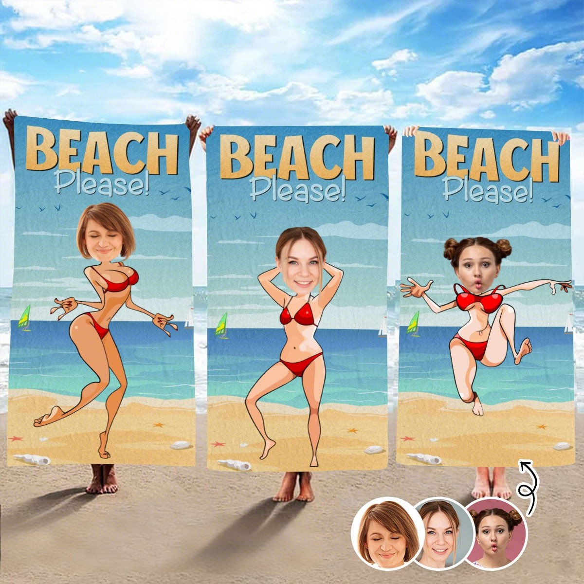 Personalized Beach Towel - Custom Photo Beach Please Standing Pose For Summer Vibe