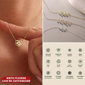 Personalized Dainty Birth Flower Necklace -12 Flower Shapes For Customization | Exclusive gift Birthday,Christmas,Anniversary For Mom For Girlfriend