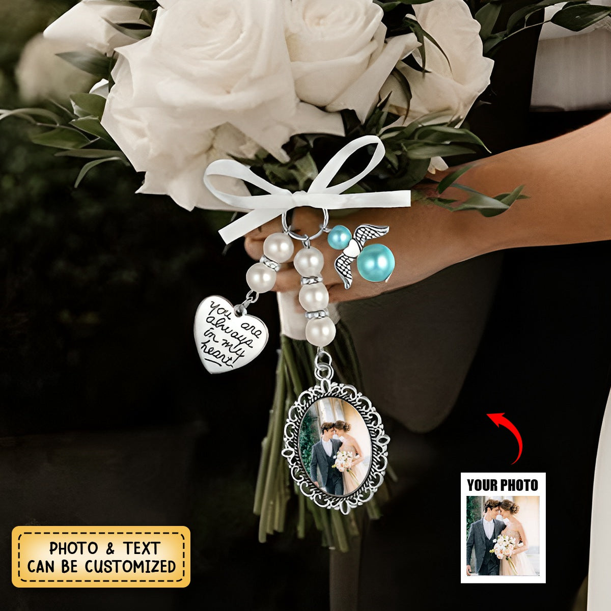 Personalized Wedding Memorial Pin - Photo & Text Customize, Eternal Witness of Beloved on Your Special Day