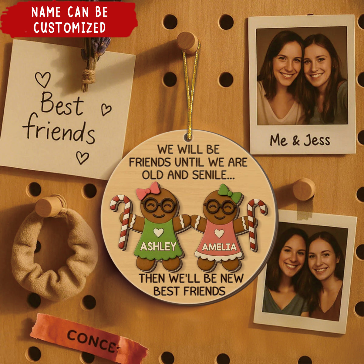 Personalized Best Gingerbread Friend Christmas 2-Layer Wooden Ornament With Name Funny Christmas Gift For Soul Friend