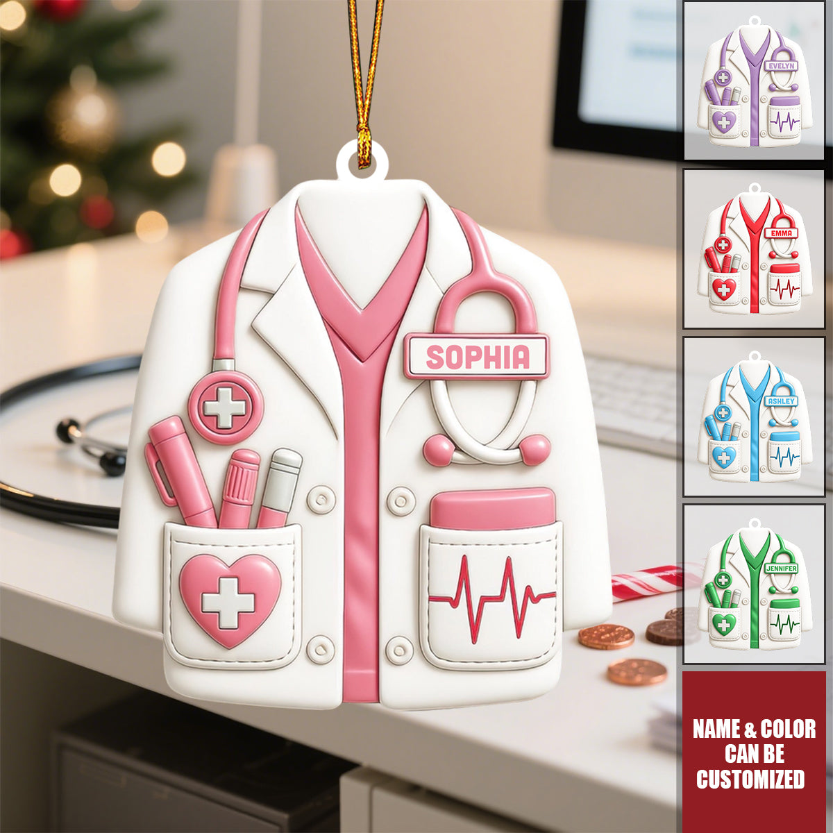 Personalized Medical Uniform Ornament With Name And Color Heartwarming Gift For Healthcare Heroes & Medical Students