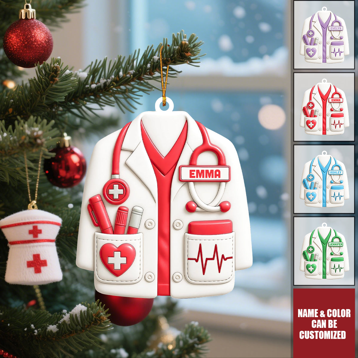 Personalized Medical Uniform Ornament With Name And Color Heartwarming Gift For Healthcare Heroes & Medical Students
