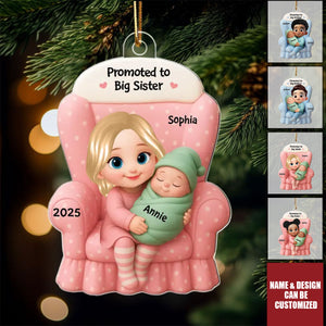 Personalized Promoted To Big Brother Sister Ornament With Names & Design Exclusive Warm Baby Announcement Gift For Family