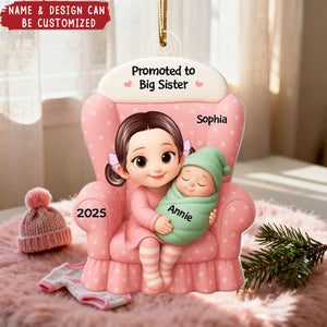 Personalized Promoted To Big Brother Sister Ornament With Names & Design Exclusive Warm Baby Announcement Gift For Family