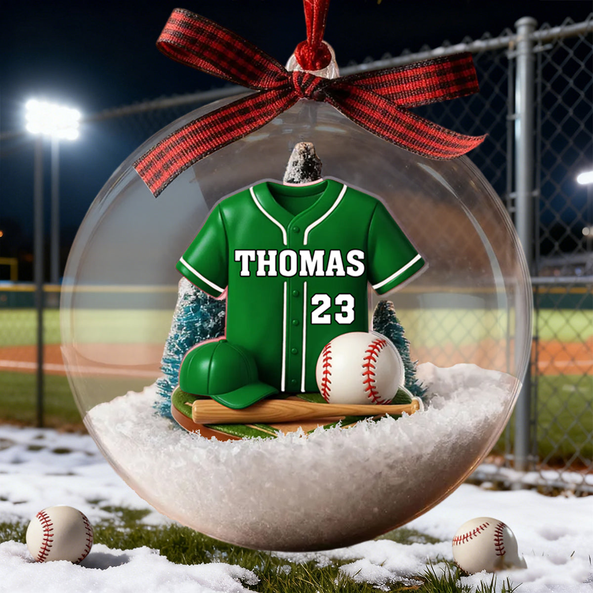 Personalized Baseball Kit Snow Ornament With Name & Number Best End-of-Season Gift For Baseball Player Dad Kid