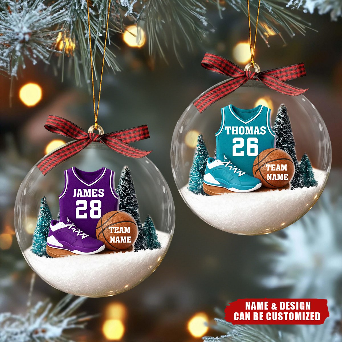 Personalized Basketball Kit Snow Ornament With Name Number & Team Christmas Gift For Athlete Sports Lover Son Boyfriend