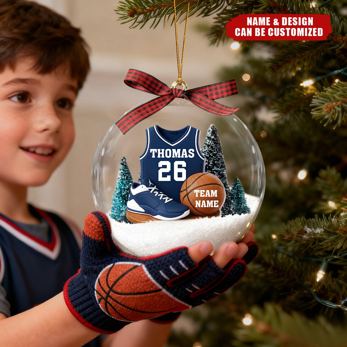 Personalized Basketball Kit Snow Ornament With Name Number & Team Christmas Gift For Athlete Sports Lover Son Boyfriend