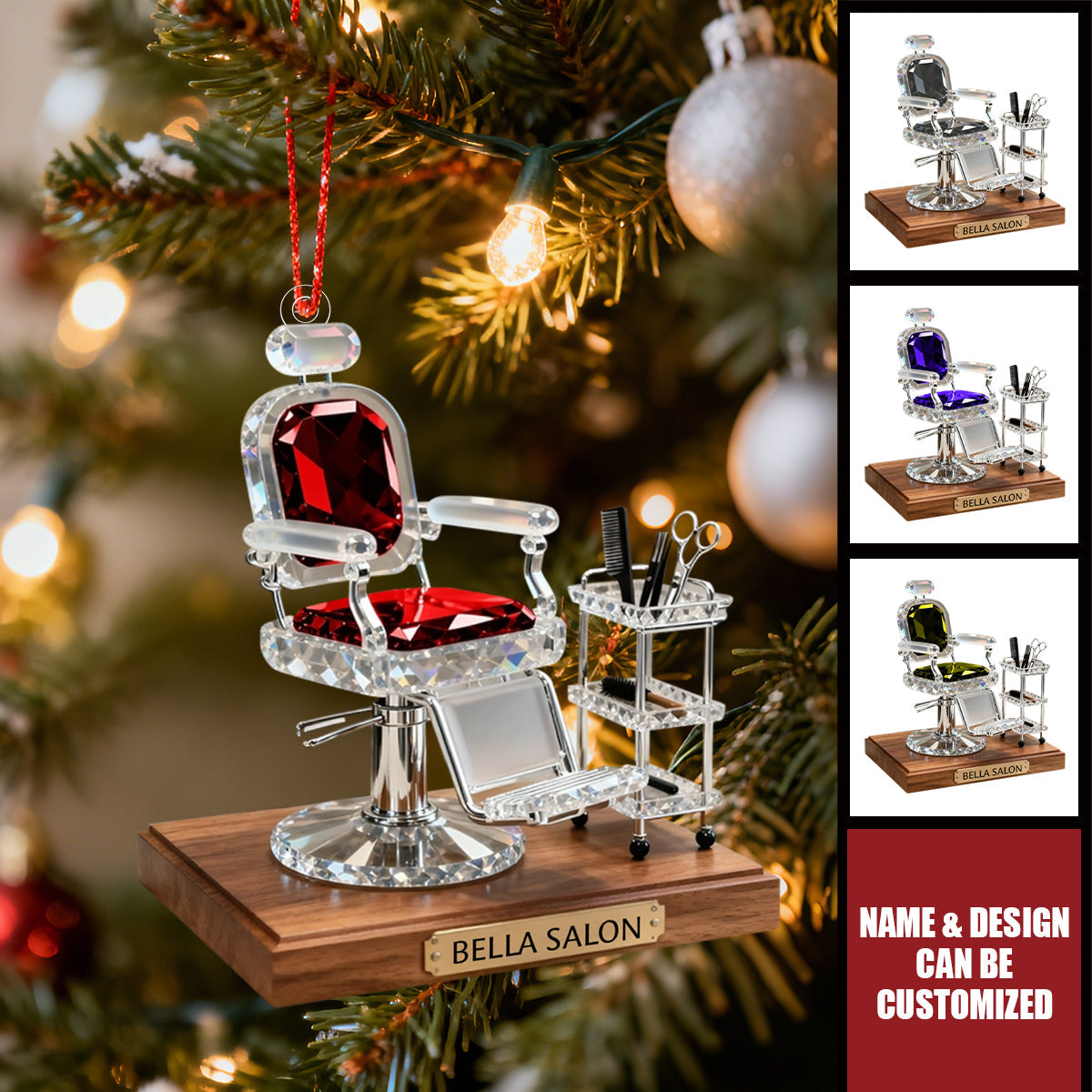 Personalized Acrylic Salon Barber Chair Luxury Ornament - The Perfect Gift For Your Hairstylist Christmas Tree Decoration