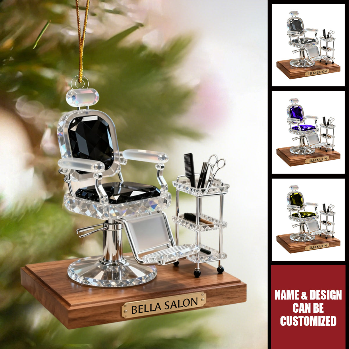 Personalized Acrylic Salon Barber Chair Luxury Ornament - The Perfect Gift For Your Hairstylist Christmas Tree Decoration