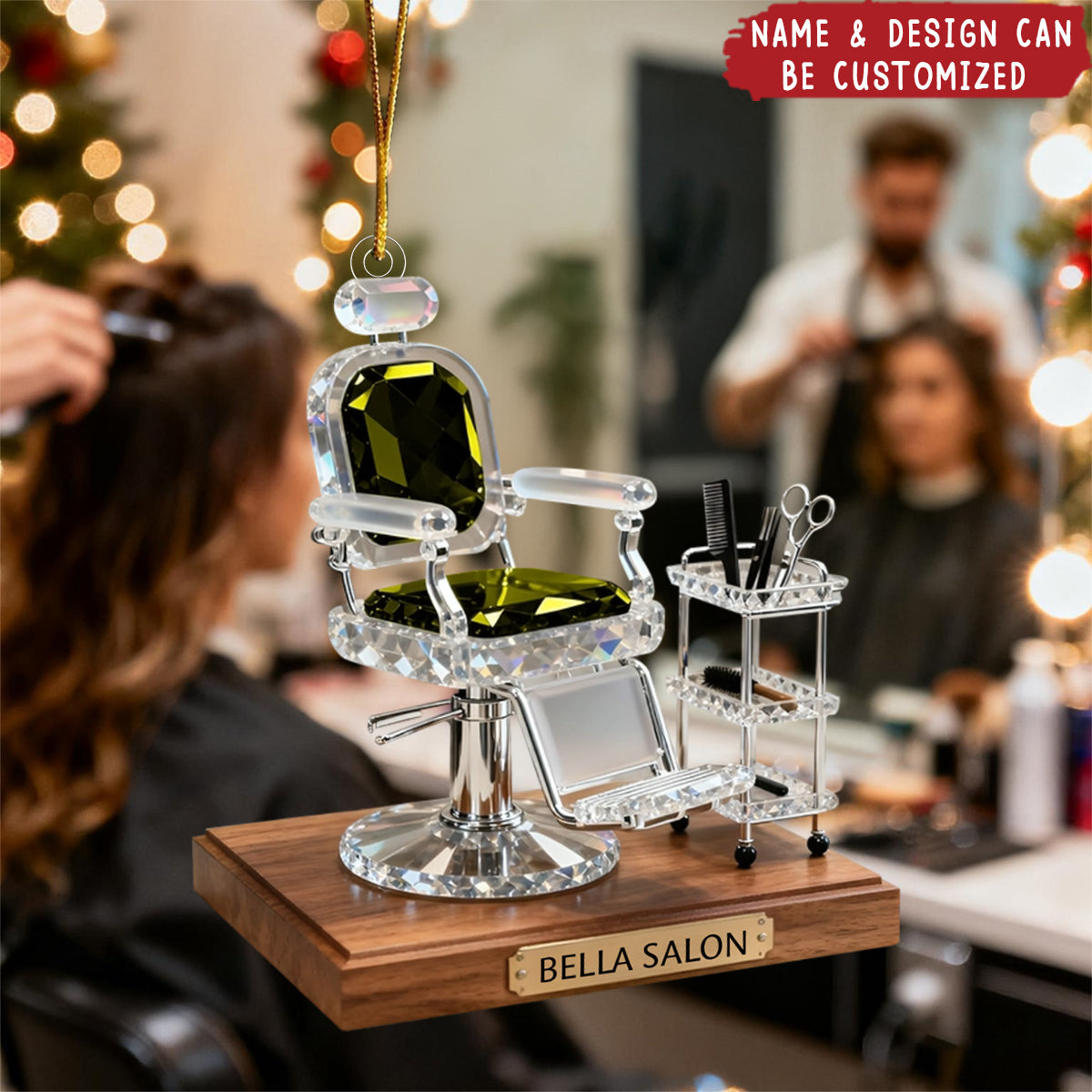Personalized Acrylic Salon Barber Chair Luxury Ornament - The Perfect Gift For Your Hairstylist Christmas Tree Decoration