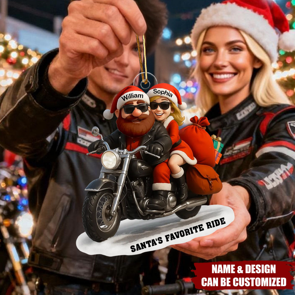 Personalized Acrylic Harley-style Motorcycle Couple Decoration - Christmas Tree Decorations Perfect for Motorcycle Rider