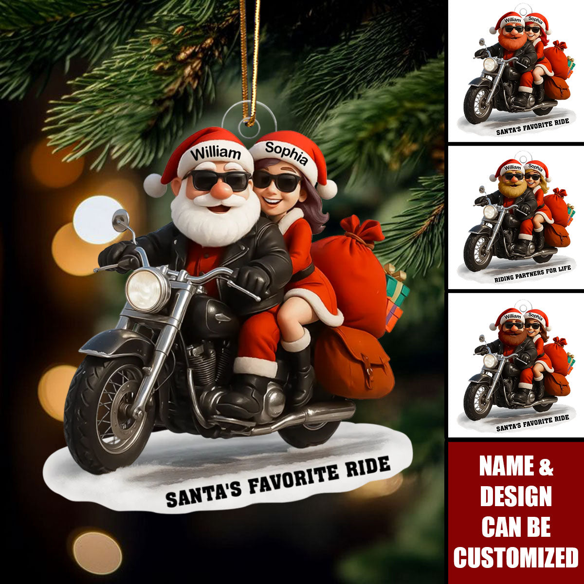 Personalized Acrylic Harley-style Motorcycle Couple Decoration - Christmas Tree Decorations Perfect for Motorcycle Rider