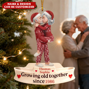 Personalized  Couple Hug Christmas Ornament Custom Names & Year -  Best Christmas Gift For Elderly Couple / Loved/Parents/Her/Him