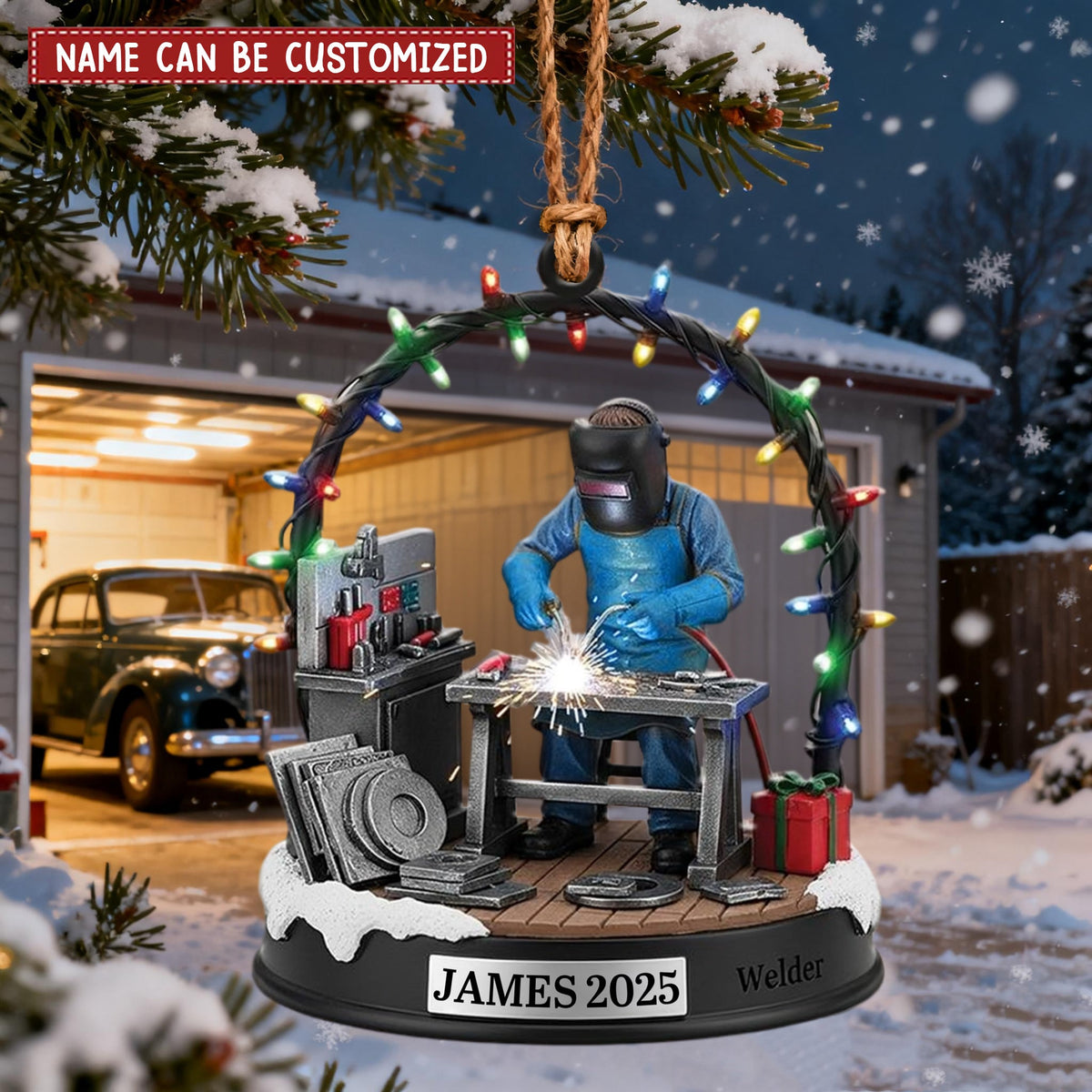 Personalized Welding Keepsake Christmas Ornament With Name & Year | Holiday Decor Gift For Professional Craftsman