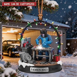 Personalized Welding Keepsake Christmas Ornament With Name & Year | Holiday Decor Gift For Professional Craftsman