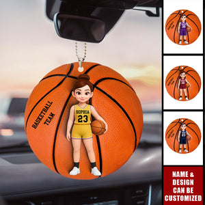 Personalized Basketball Player Acrylic Car Ornament With Names & Design & Number | Unique Sporty Gift For Teen Boys Girls & Basketball Fans