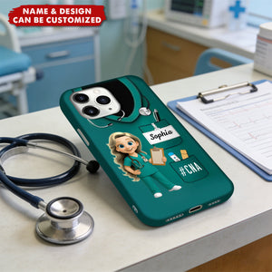 Personalized Cute Nurse Cartoon Phone Case With Icon & Name & Department - Birthday Nurses Week Graduation Gift For Healthcare Heroes