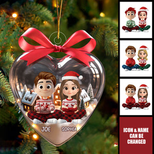 Personalized Couple Christmas Ornament With Names & Figure | Love In Snow Design - Romantic Xmas Gift For Couple
