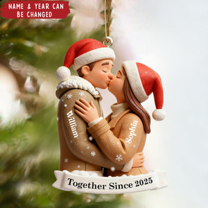 Personalized Kissing Couple Christmas Acrylic Ornament With Names & Date | Home Tree Decor | Christmas Gift For Couple