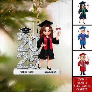 Personalized Class Of 2025 2026 Graduation Ornament - Shiny Effect With Name & Image | Gift For Graduate