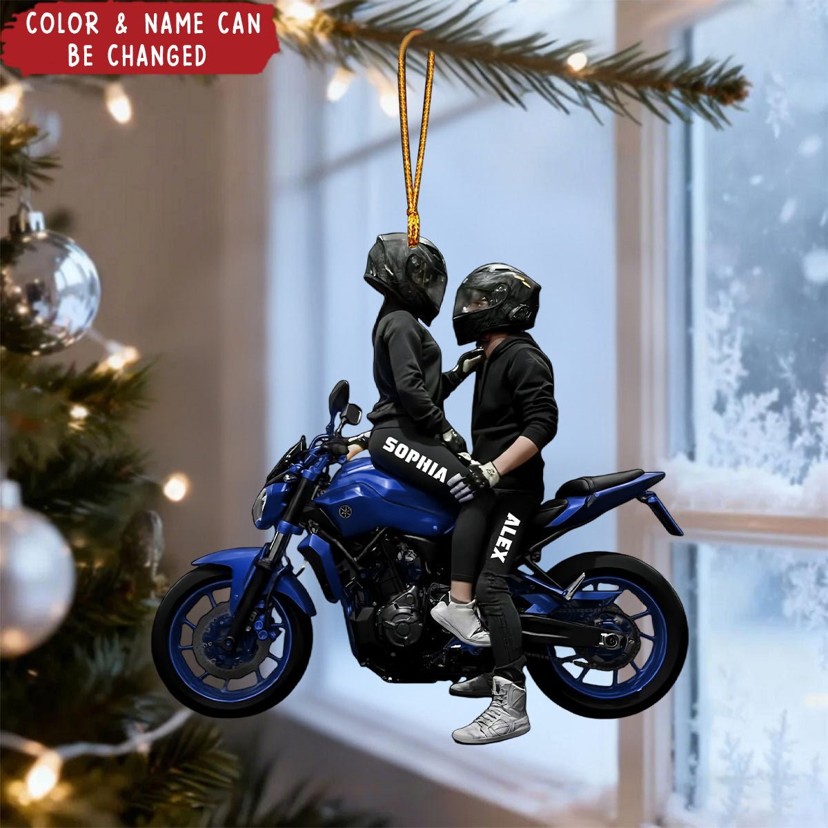 Personalized Motorbike Couple Acrylic Ornament With Name & Bike Color - Christmas Anniversary Gift For Rider Motorcycle Lovers