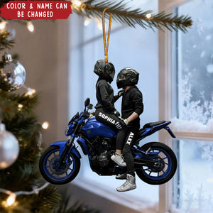 Personalized Motorbike Couple Acrylic Ornament With Name & Bike Color - Christmas Anniversary Gift For Rider Motorcycle Lovers
