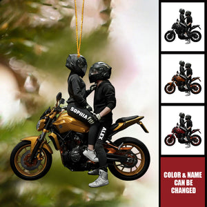 Personalized Motorbike Couple Acrylic Ornament With Name & Bike Color - Christmas Anniversary Gift For Rider Motorcycle Lovers