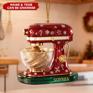 Personalized 3D Effect Baking Mixer Christmas Ornament With Name & Year | Kitchen Appliance Decor | Unique Gift For Baker Chef & Cookie Lover