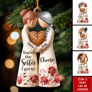 Personalized Best Friend Hugging Wood Ornament With Names And Icon | 3D Effect – Christmas Decor Birthday Gift For Besties & Sister