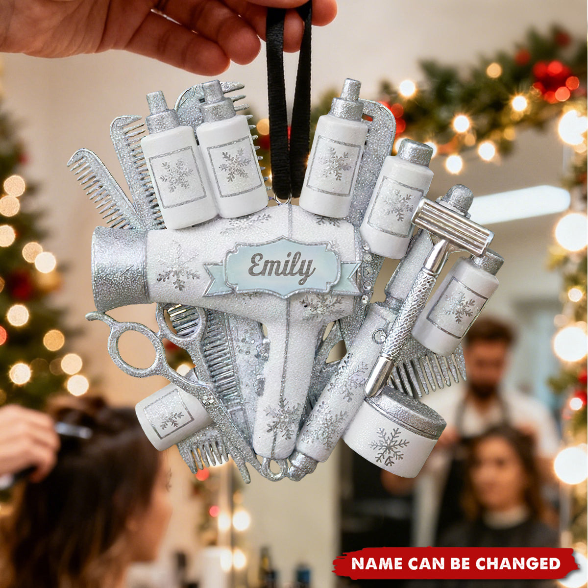 Personalized Hair Stylist Christmas Ornament With Name | Salon Tools Tree Decor | Unique Xmas Gift For Cosmetologist Barber Friends