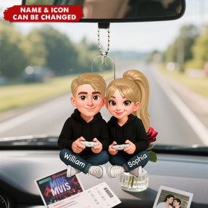 Personalized Gamer Couple Acrylic Ornament With Names & Icons - Christmas | Birthday | Anniversary Gift For Husband & Wife