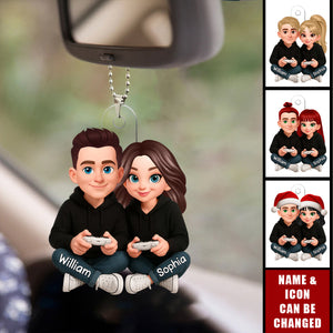 Personalized Gamer Couple Acrylic Ornament With Names & Icons - Christmas | Birthday | Anniversary Gift For Husband & Wife