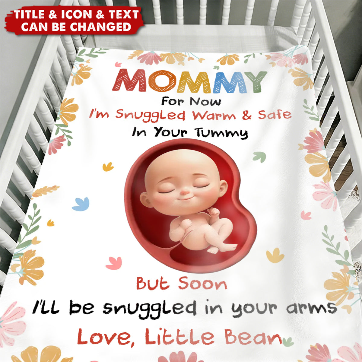 Personalized Pregnancy Quote Fleece Blanket With Name | "Snuggled In Your Tummy" | Maternity | Announcement Gift For Mommy to Be And Baby Shower