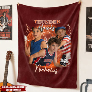 Personalized Sports Team Blanket With Name & Number - Birthday | Christmas Athlete Gift For Basketball Baseball & Football Players & Kids
