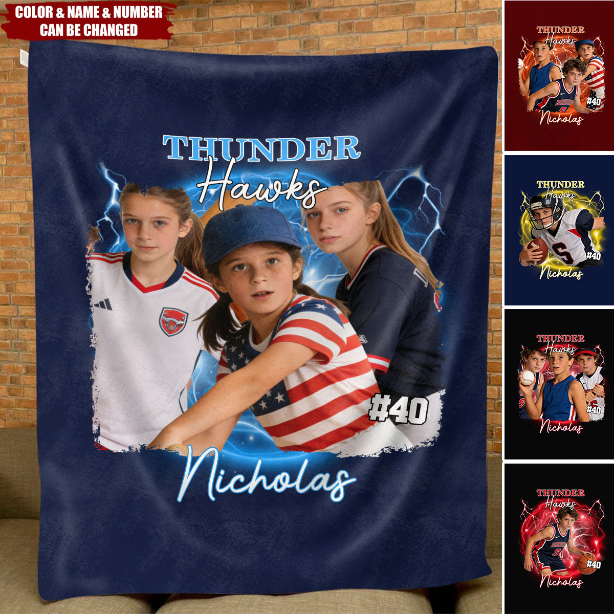 Personalized Sports Team Blanket With Name & Number - Birthday | Christmas Athlete Gift For Basketball Baseball & Football Players & Kids