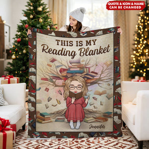 Personalized "Just A Girl Who Loves Books" Blanket with Custom Name & Icon & Quote | Cozy Bookish Gift For Book Lovers Readers Library Fans