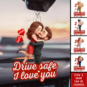 Personalized 3D Effect Kissing Wedding Acrylic Ornament With Names & Icons - Valentine's Day Gift Anniversary Keepsake For Couples