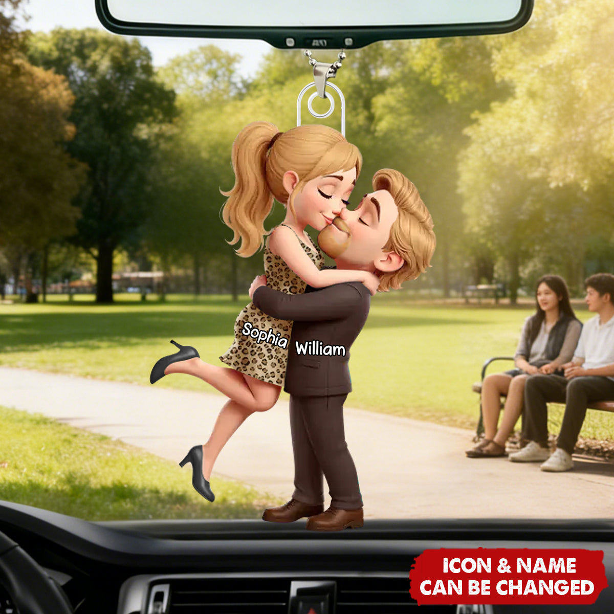 Personalized Couple Hugging Acrylic Car Ornament With Names & Icons |  Romantic Wedding Anniversary Valentine's Day Gift For Husband & Wife