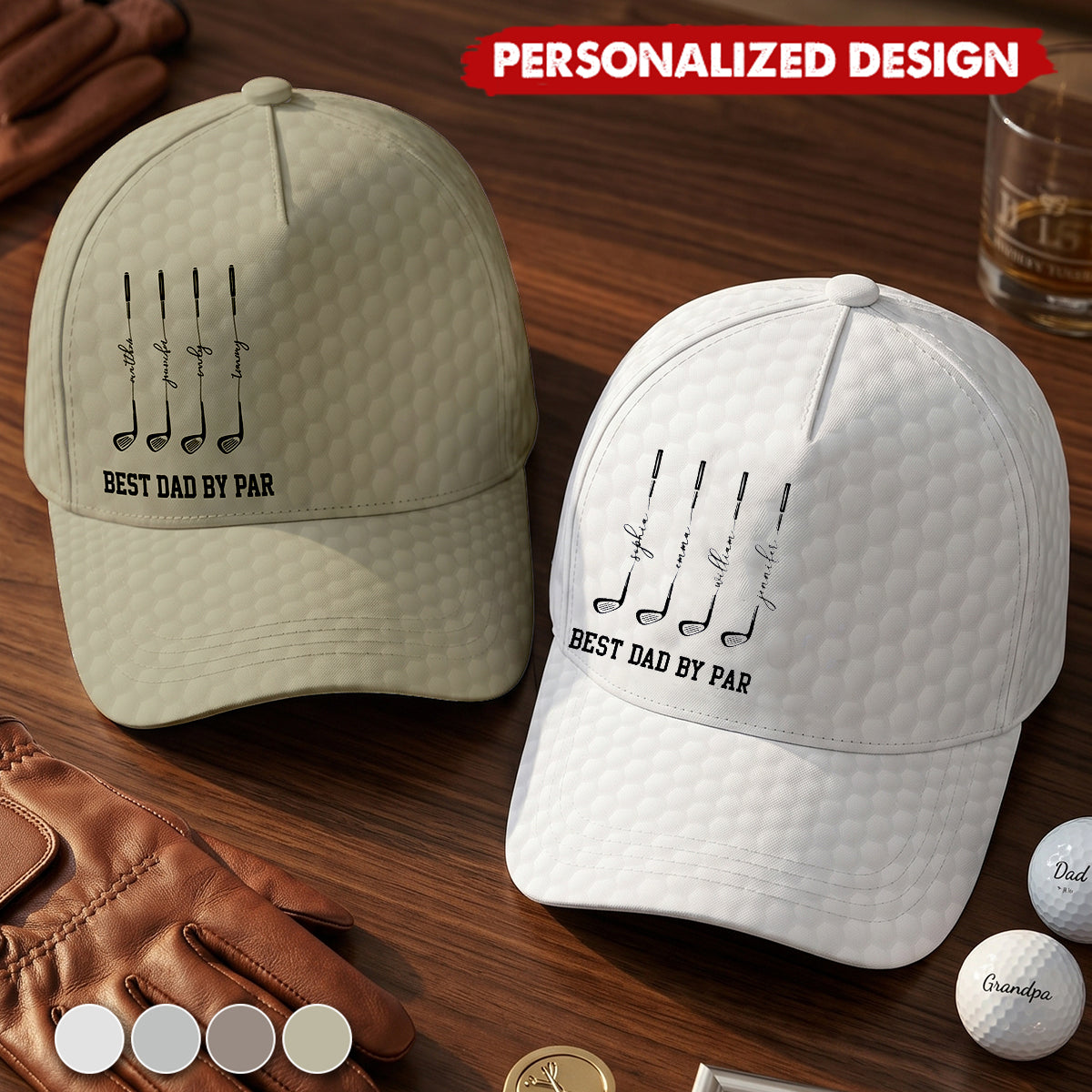 Personalized Cap Best Dad By Par Best Grandpa By Par - Father's Day Gifts
