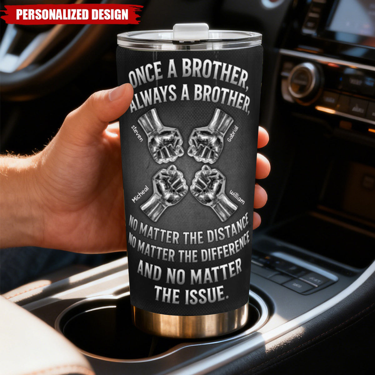 Personalized "Once A Brother Always A Brother" Tumbler With 2-10 Fist Bump Design & Names | Creative Gift For Best Friends Brothers & Teammates