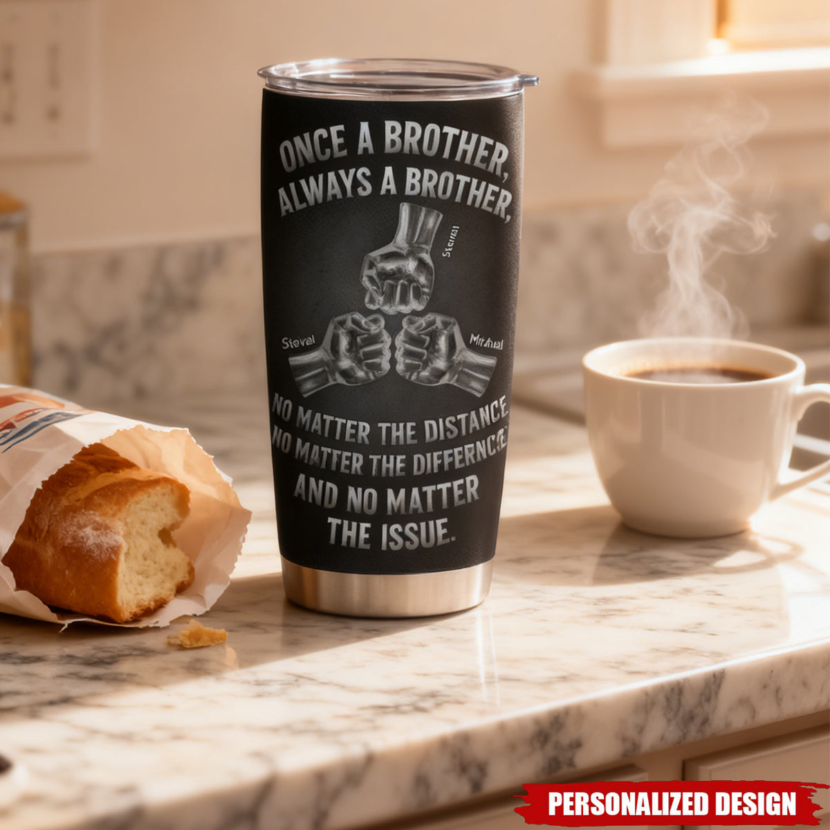 Personalized "Once A Brother Always A Brother" Tumbler With 2-10 Fist Bump Design & Names | Creative Gift For Best Friends Brothers & Teammates