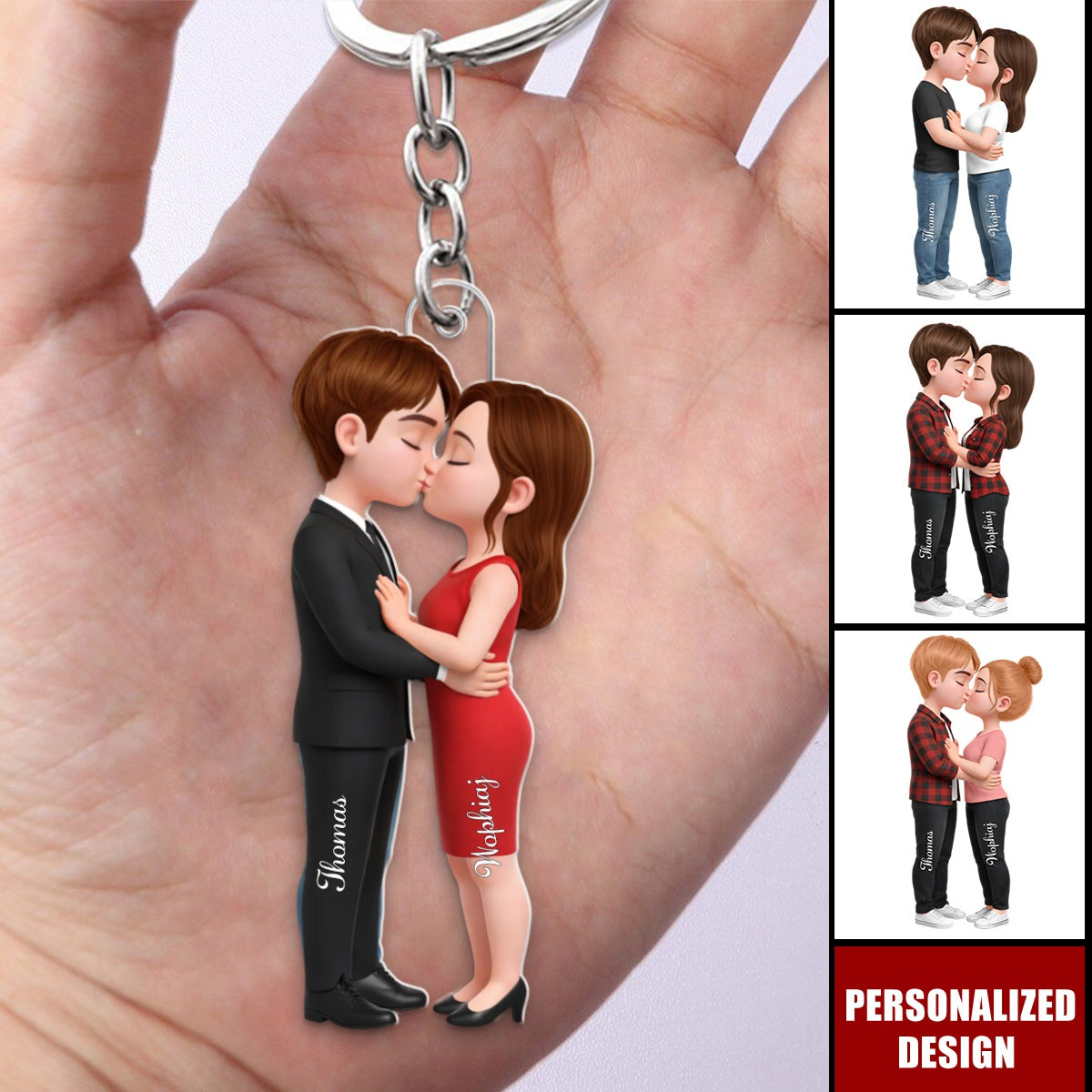 Personalized Romantic Couple Acrylic Keychain With Couple Names & Design | Heartfelt Anniversary Valentine's Day Gift For Soulmates & Newlyweds