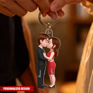 Personalized Romantic Couple Acrylic Keychain With Couple Names & Design | Heartfelt Anniversary Valentine's Day Gift For Soulmates & Newlyweds