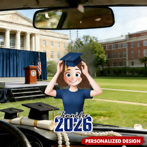 Personalized Shatterproof Glossy Acrylic Car Ornament With Name & Class Of 2026 - Creative College Graduation Gift For Daughter & Seniors