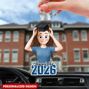 Personalized Shatterproof Glossy Acrylic Car Ornament With Name & Class Of 2026 - Creative College Graduation Gift For Daughter & Seniors