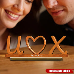 Personalized Couple Initials Heart Wooden Plaque With Names -  Romantic Valentine's Day Wedding Gift For Couples Or Friends